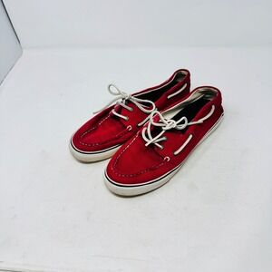 Sperry Top-Sider Boat Shoes Red Canvas Size 9M Nautical Preppy Loafers